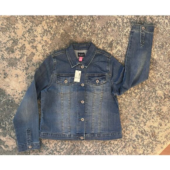 The Children's Place Girl  Basic Denim Jacket Azure Blue Child's Size XXL/16 NWT - Picture 2 of 6